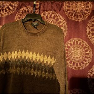 Dockers Men's Brown and Tan Crewneck Sweater